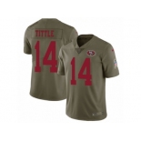 Men Nike San Francisco 49ers #14 Y.A. Tittle Limited Olive 2017 Salute to Service NFL Jersey