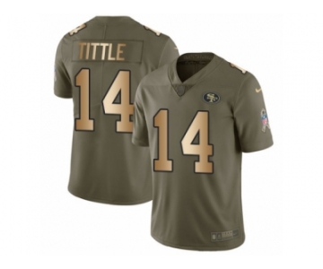 Men Nike San Francisco 49ers #14 Y.A. Tittle Limited Olive Gold 2017 Salute to Service NFL Jersey