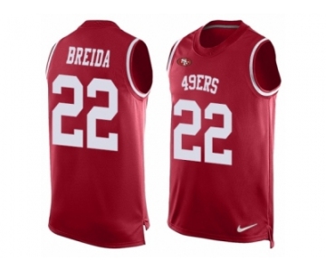 Men Nike San Francisco 49ers #22 Matt Breida Limited Red Player Name & Number Tank Top NFL Jersey