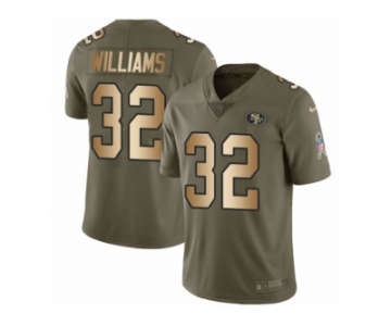 Men Nike San Francisco 49ers #32 Joe Williams Limited Olive Gold 2017 Salute to Service NFL Jersey