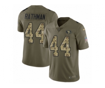 Men Nike San Francisco 49ers #44 Tom Rathman Limited Olive Camo 2017 Salute to Service NFL Jersey