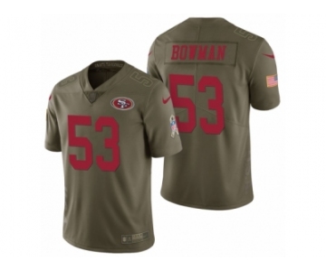 Men Nike San Francisco 49ers #53 Navorro Bowman Olive 2017 Salute to Service Limited Jersey