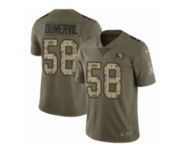 Men Nike San Francisco 49ers #58 Elvis Dumervil Limited Olive Camo 2017 Salute to Service NFL Jersey