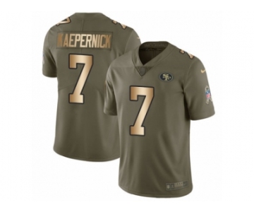 Men Nike San Francisco 49ers #7 Colin Kaepernick Limited Olive Gold 2017 Salute to Service NFL Jersey