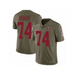 Men Nike San Francisco 49ers #74 Joe Staley Limited Olive 2017 Salute to Service NFL Jersey