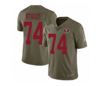 Men Nike San Francisco 49ers #74 Joe Staley Limited Olive 2017 Salute to Service NFL Jersey