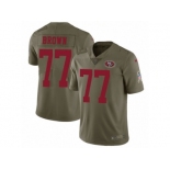 Men Nike San Francisco 49ers #77 Trent Brown Limited Olive 2017 Salute to Service NFL Jersey