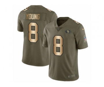 Men Nike San Francisco 49ers #8 Steve Young Limited Olive Gold 2017 Salute to Service NFL Jersey