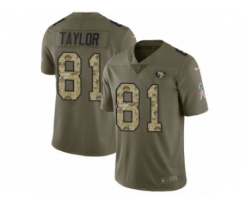 Men Nike San Francisco 49ers #81 Trent Taylor Limited Olive Camo 2017 Salute to Service NFL Jersey