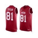 Men Nike San Francisco 49ers #81 Trent Taylor Limited Red Player Name & Number Tank Top NFL Jersey