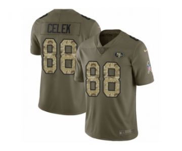 Men Nike San Francisco 49ers #88 Garrett Celek Limited Olive Camo 2017 Salute to Service NFL Jersey