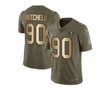 Men Nike San Francisco 49ers #90 Earl Mitchell Limited Olive Gold 2017 Salute to Service NFL Jersey