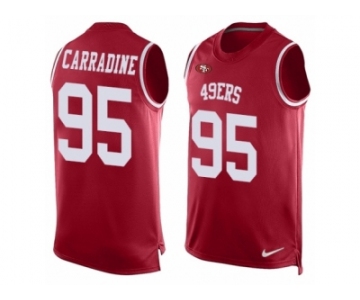 Men Nike San Francisco 49ers #95 Tank Carradine Limited Red Player Name & Number Tank Top NFL Jersey