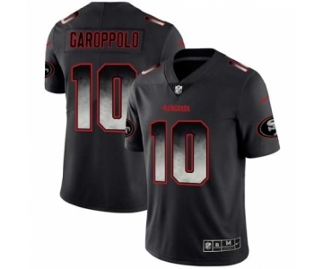 Men San Francisco 49ers #10 Jimmy Garoppolo Black Smoke Fashion Limited Jersey