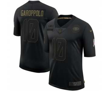 Men San Francisco 49ers #10 Jimmy Garoppolo Nike 2020 Salute To Service Limited Jersey Black