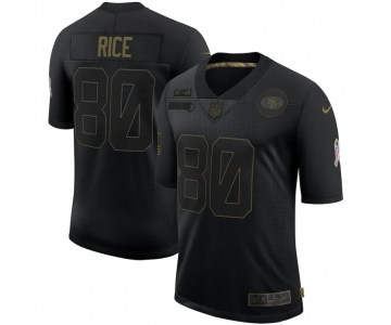 Men San Francisco 49ers #80 Jerry Rice Nike 2020 Salute To Service Retired Limited Jersey Black