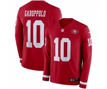 Men's Nike San Francisco 49ers #10 Jimmy Garoppolo Limited Red Therma Long Sleeve NFL Jersey