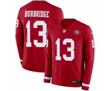 Men's Nike San Francisco 49ers #13 Aaron Burbridge Limited Red Therma Long Sleeve NFL Jersey