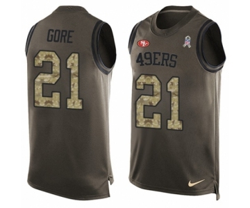 Men's Nike San Francisco 49ers #21 Frank Gore Limited Green Salute to Service Tank Top NFL Jersey