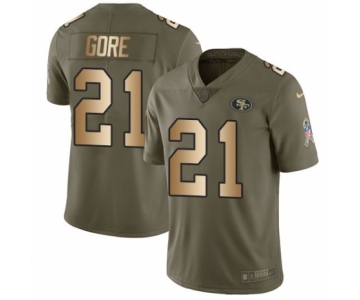 Men's Nike San Francisco 49ers #21 Frank Gore Limited Olive Gold 2017 Salute to Service NFL Jersey