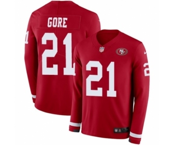 Men's Nike San Francisco 49ers #21 Frank Gore Limited Red Therma Long Sleeve NFL Jersey