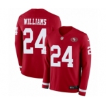 Men's Nike San Francisco 49ers #24 K'Waun Williams Limited Red Therma Long Sleeve NFL Jersey