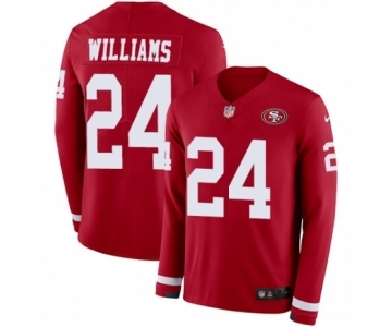 Men's Nike San Francisco 49ers #24 K'Waun Williams Limited Red Therma Long Sleeve NFL Jersey