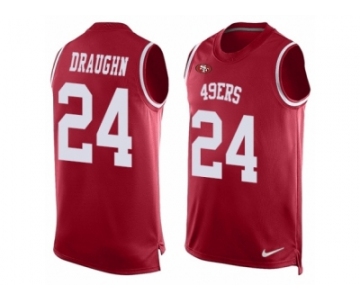 Men's Nike San Francisco 49ers #24 Shaun Draughn Limited Red Player Name & Number Tank Top NFL Jersey