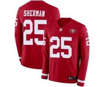 Men's Nike San Francisco 49ers #25 Richard Sherman Limited Red Therma Long Sleeve NFL Jersey