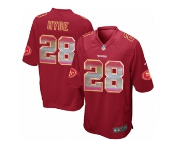 Men's Nike San Francisco 49ers #28 Carlos Hyde Limited Red Strobe NFL Jersey