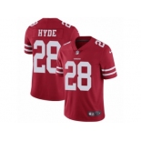 Men's Nike San Francisco 49ers #28 Carlos Hyde Vapor Untouchable Limited Red Team Color NFL Jersey