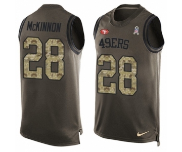 Men's Nike San Francisco 49ers #28 Jerick McKinnon Limited Green Salute to Service Tank Top NFL Jersey