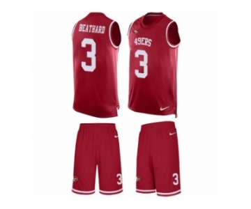 Men's Nike San Francisco 49ers #3 C. J. Beathard Limited Red Tank Top Suit NFL Jersey