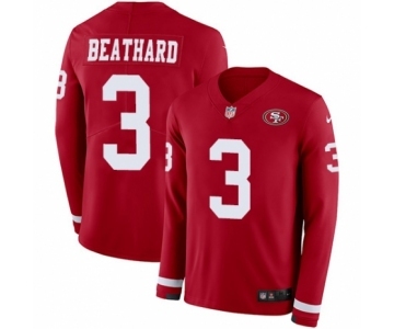 Men's Nike San Francisco 49ers #3 C. J. Beathard Limited Red Therma Long Sleeve NFL Jersey