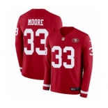 Men's Nike San Francisco 49ers #33 Tarvarius Moore Limited Red Therma Long Sleeve NFL Jersey