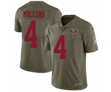 Men's Nike San Francisco 49ers #4 Nick Mullens Limited Olive 2017 Salute to Service NFL Jersey