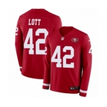 Men's Nike San Francisco 49ers #42 Ronnie Lott Limited Red Therma Long Sleeve NFL Jersey