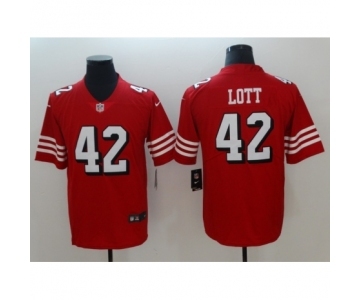 Men's Nike San Francisco 49ers #42 Ronnie Lott Limited red Rush Vapor Untouchable NFL Jerseys