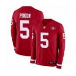 Men's Nike San Francisco 49ers #5 Bradley Pinion Limited Red Therma Long Sleeve NFL Jersey