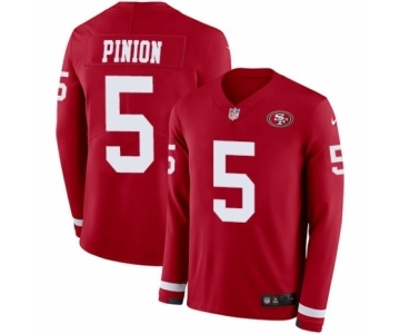 Men's Nike San Francisco 49ers #5 Bradley Pinion Limited Red Therma Long Sleeve NFL Jersey