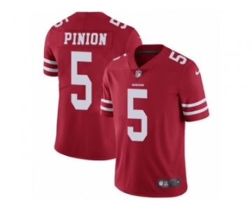 Men's Nike San Francisco 49ers #5 Bradley Pinion Vapor Untouchable Limited Red Team Color NFL Jersey