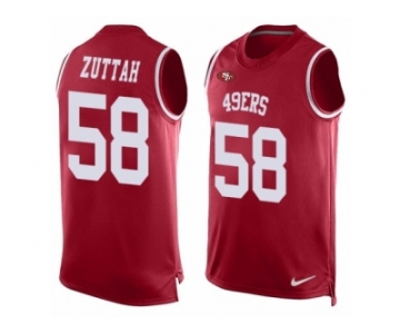 Men's Nike San Francisco 49ers #58 Jeremy Zuttah Limited Red Player Name & Number Tank Top NFL Jersey