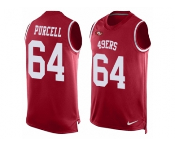 Men's Nike San Francisco 49ers #64 Mike Purcell Limited Red Player Name & Number Tank Top NFL Jersey