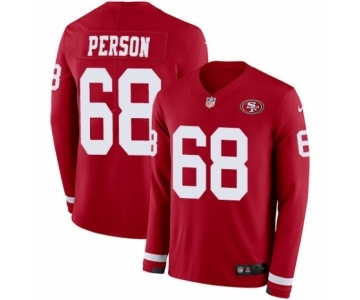 Men's Nike San Francisco 49ers #68 Mike Person Limited Red Therma Long Sleeve NFL Jersey