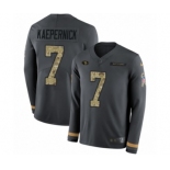 Men's Nike San Francisco 49ers #7 Colin Kaepernick Limited Black Salute to Service Therma Long Sleeve NFL Jersey