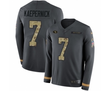 Men's Nike San Francisco 49ers #7 Colin Kaepernick Limited Black Salute to Service Therma Long Sleeve NFL Jersey