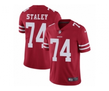 Men's Nike San Francisco 49ers #74 Joe Staley Vapor Untouchable Limited Red Team Color NFL Jersey