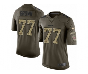 Men's Nike San Francisco 49ers #77 Trent Brown Limited Green Salute to Service NFL Jersey