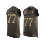 Men's Nike San Francisco 49ers #77 Trent Brown Limited Green Salute to Service Tank Top NFL Jersey