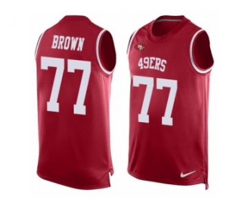 Men's Nike San Francisco 49ers #77 Trent Brown Limited Red Player Name & Number Tank Top NFL Jersey